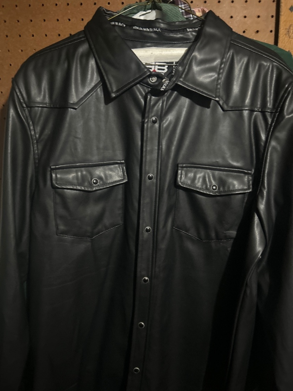 Vintage Black Leather Biker Shirt